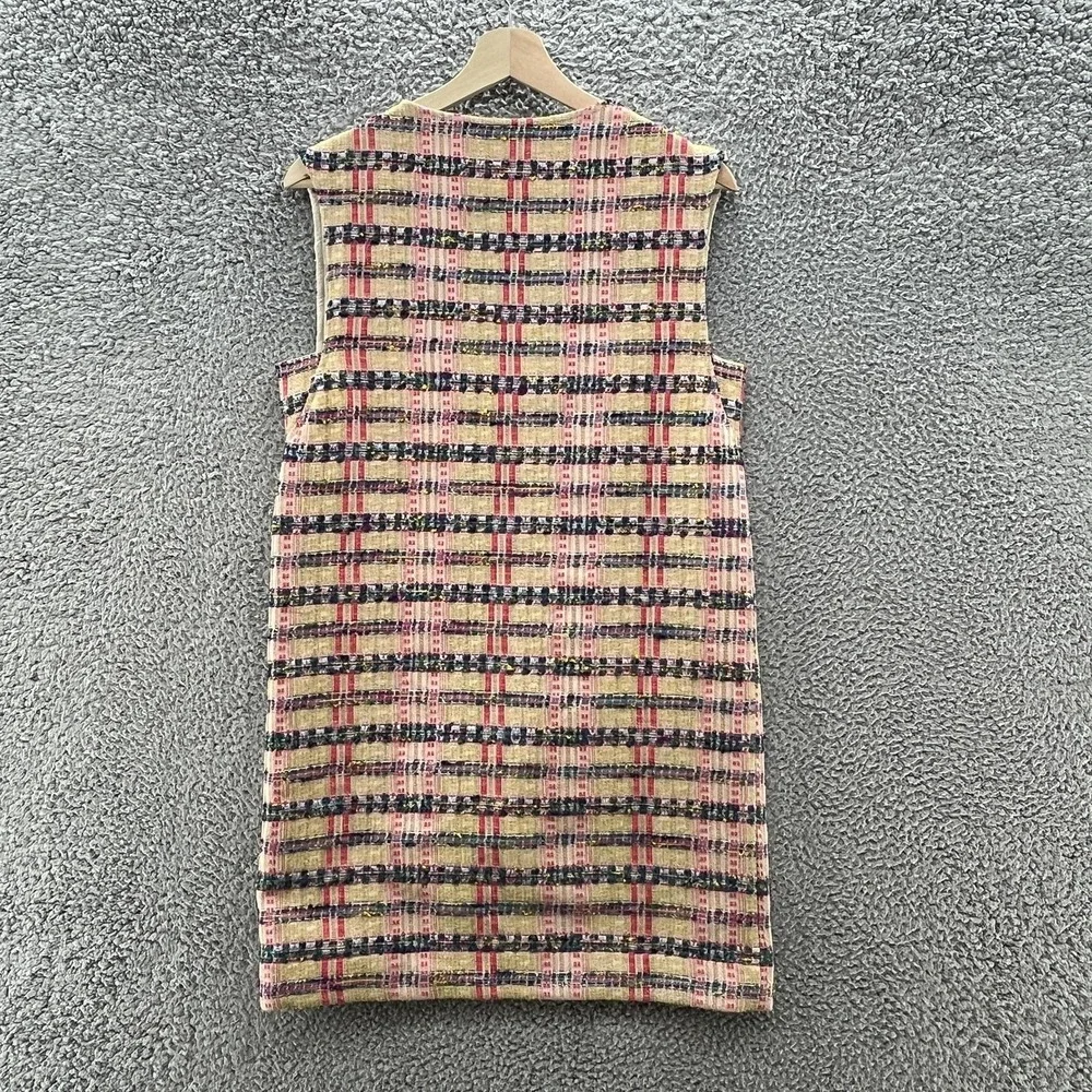 Sezane Dress 4 Multicolor Plaid Tweed Katie Sleeveless MOD Retro Mini Shift - Picture 11 of 13